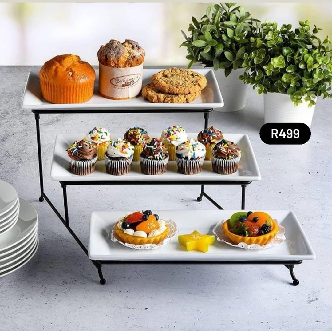 3 Tier platter plates with stand