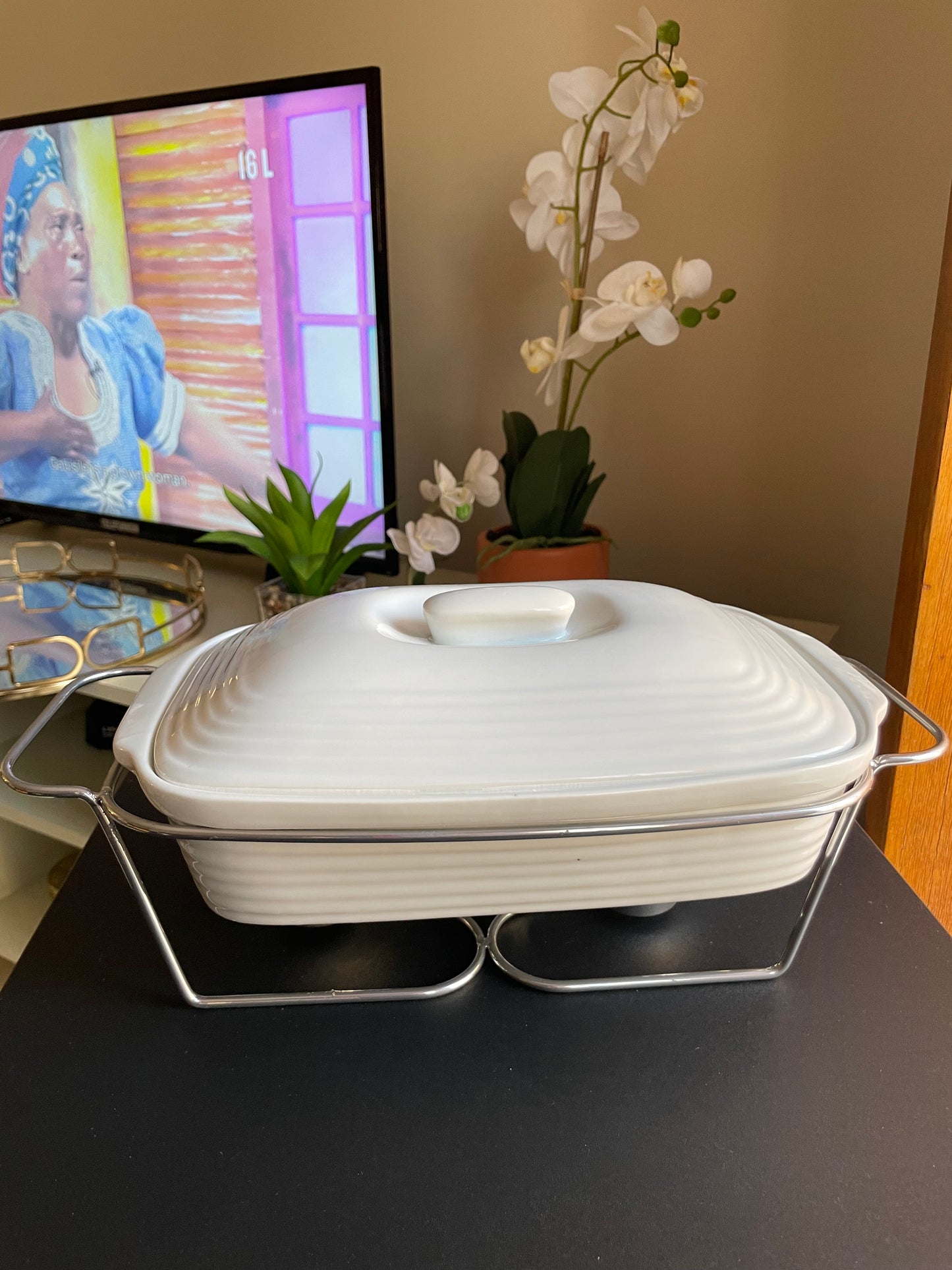 Rectangle bowl with warmer