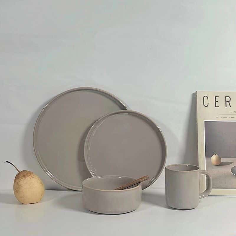 16 piece gray dinner set