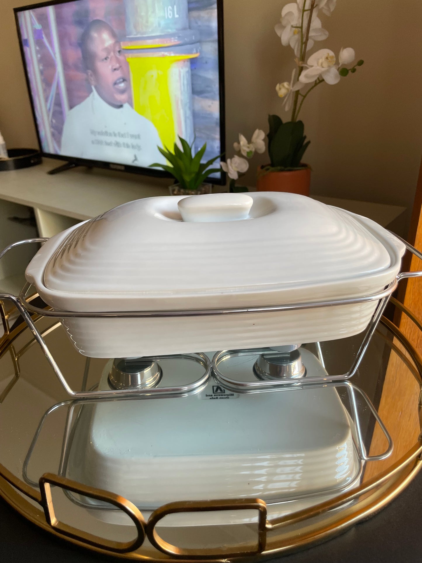 Rectangle bowl with warmer