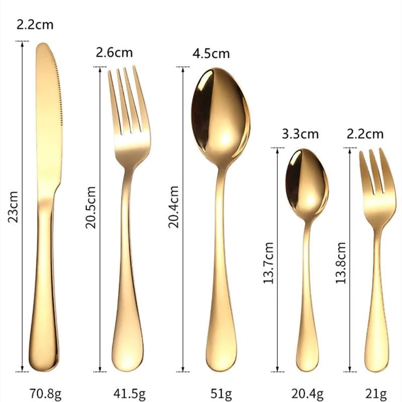 24 piece gold cutlery set