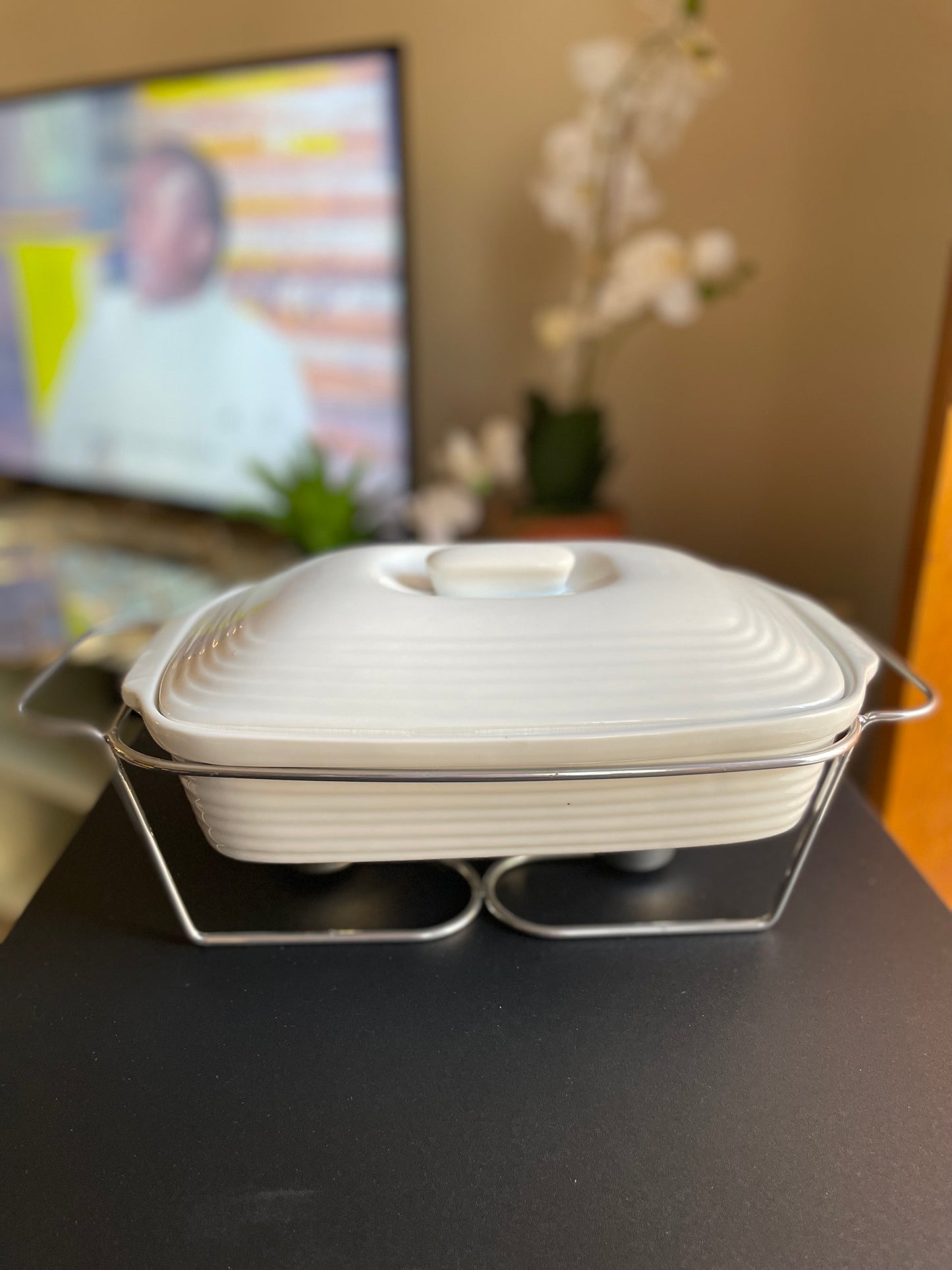 Rectangle bowl with warmer