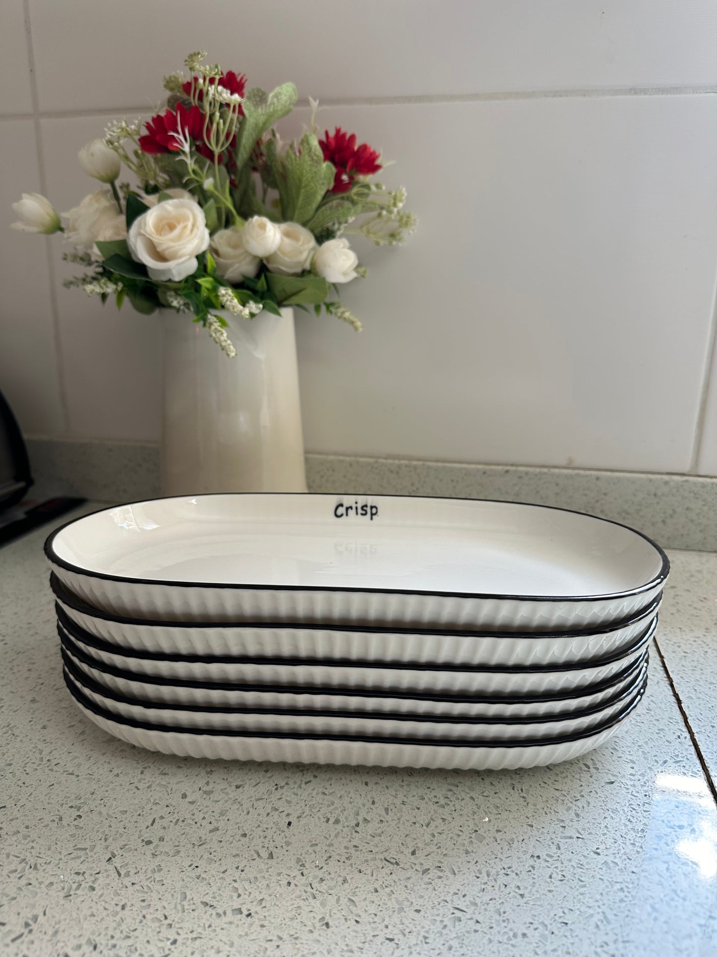 White rectangle platter plates