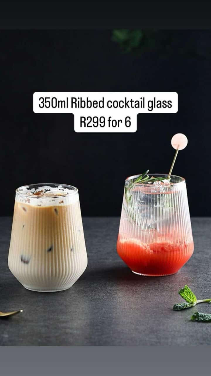 350ml Ribbed cocktail glass X6