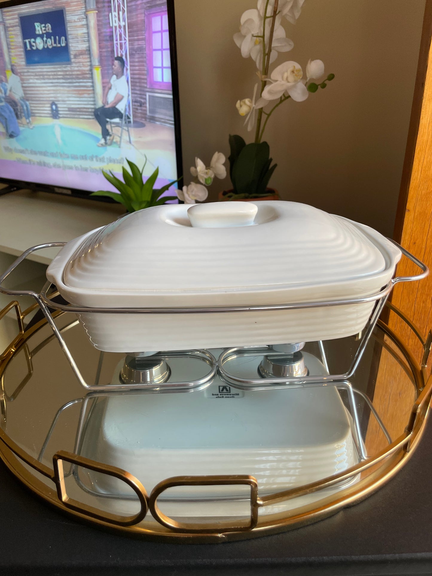 Rectangle bowl with warmer