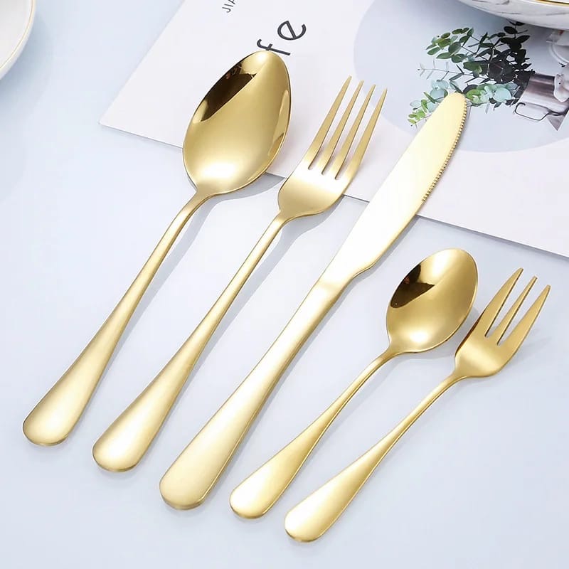 24 piece gold cutlery set