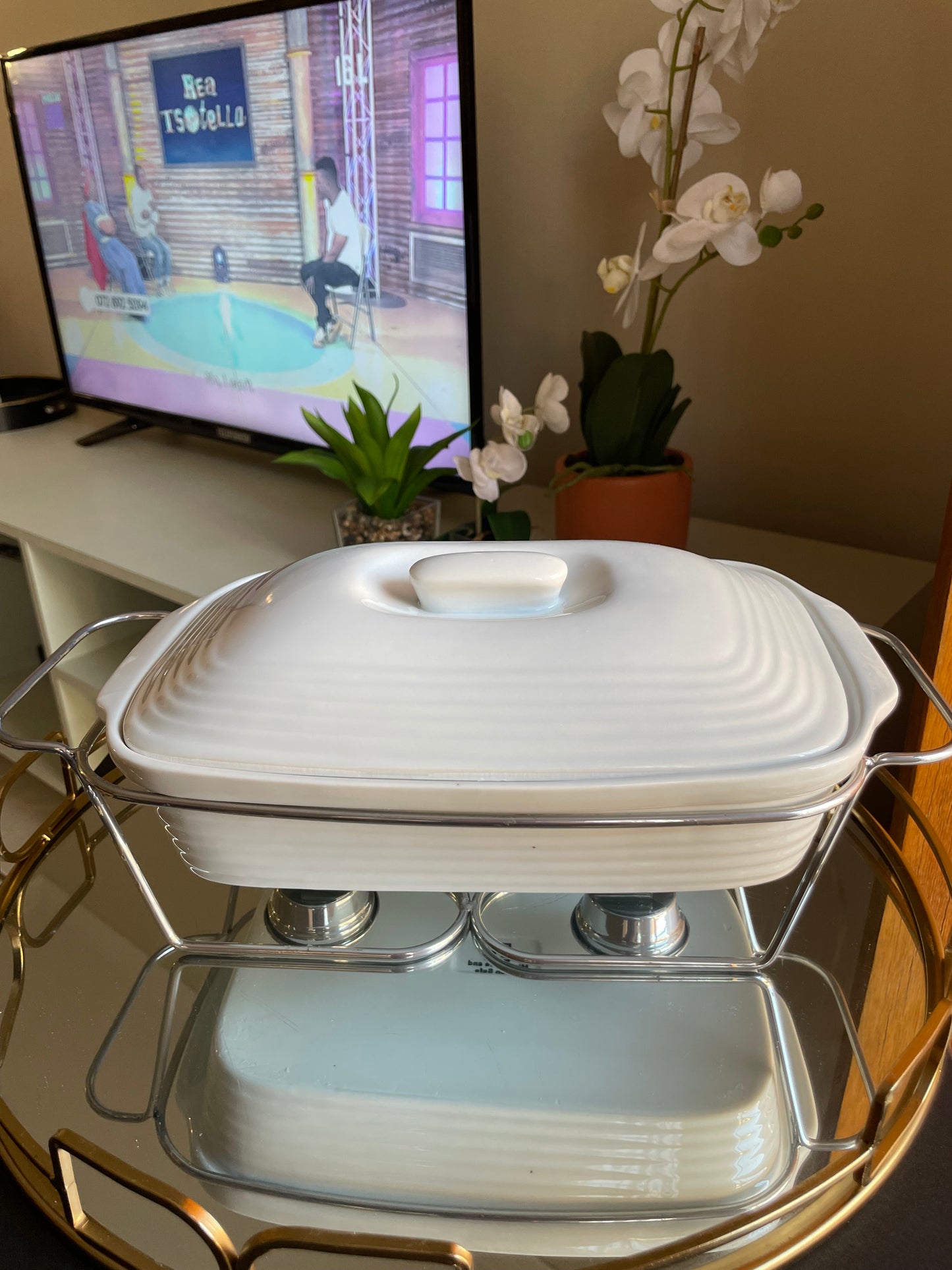 Rectangle bowl with warmer