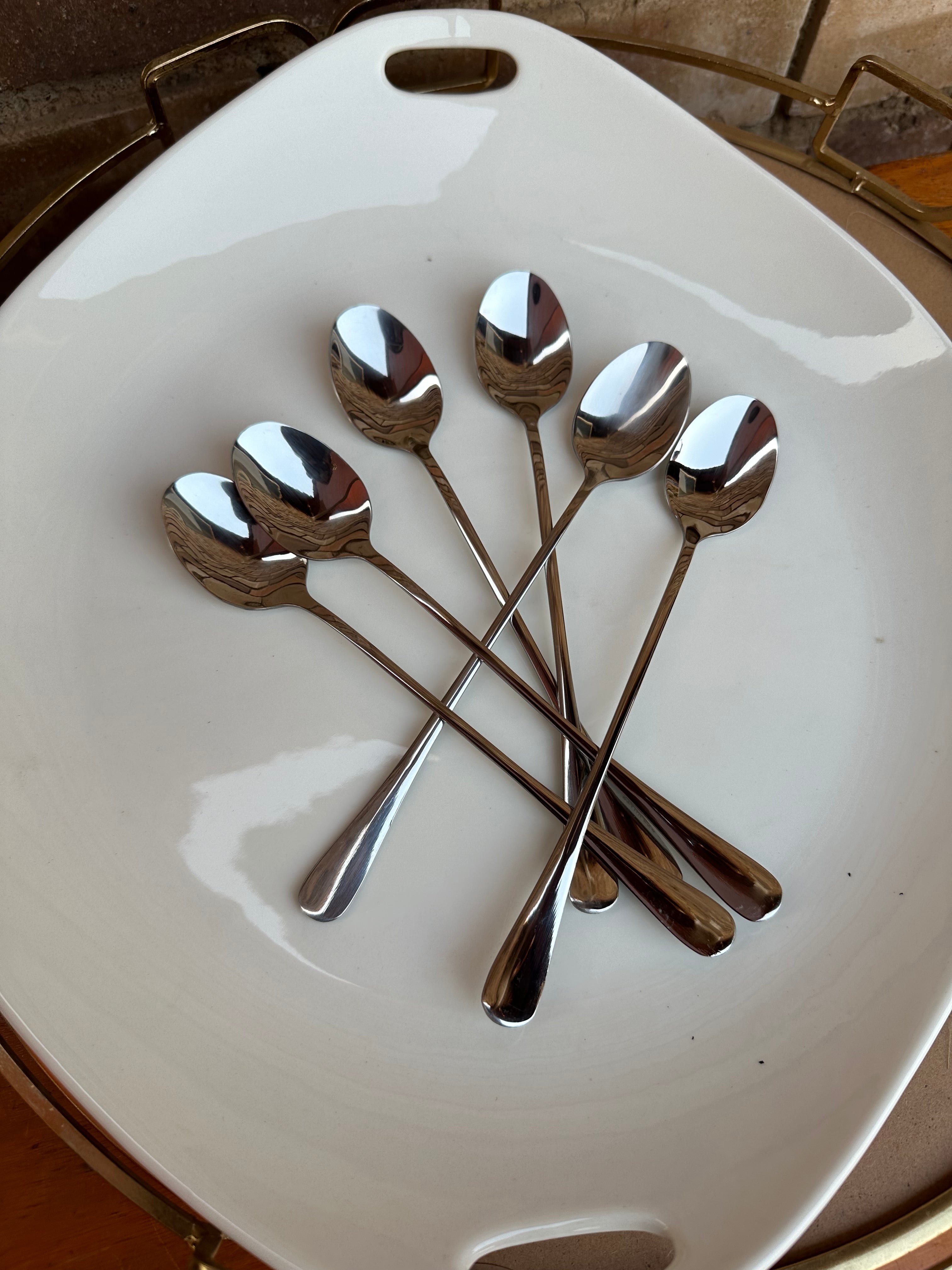 X6 Silver long dessert spoons