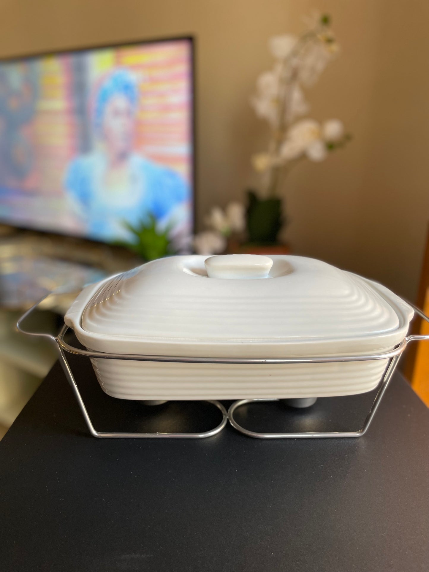 Rectangle bowl with warmer