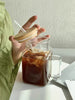 Clear jar with lid and straw