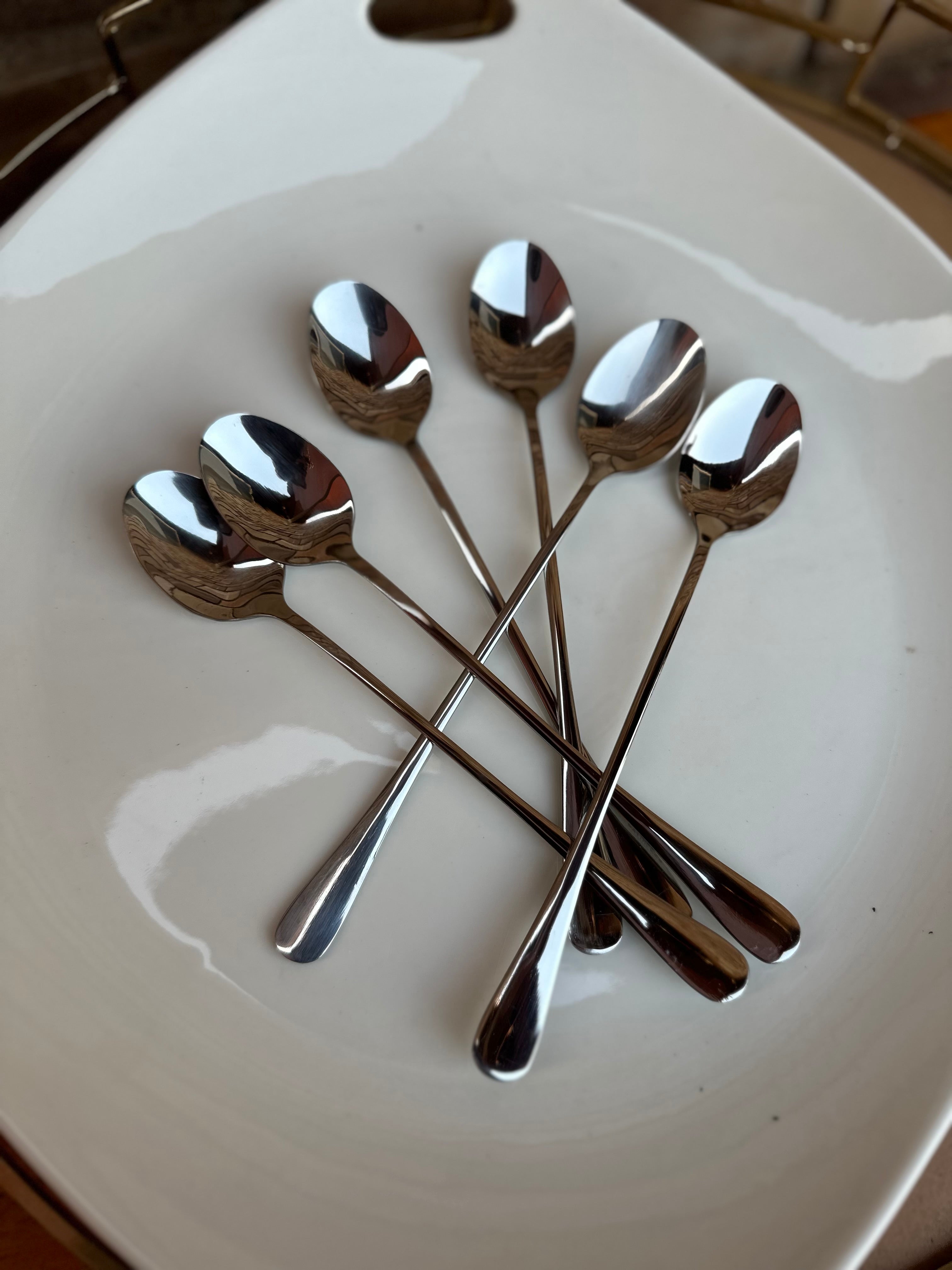 X6 Silver long dessert spoons