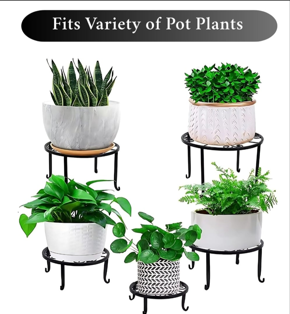 5 piece black metal bowl stands
