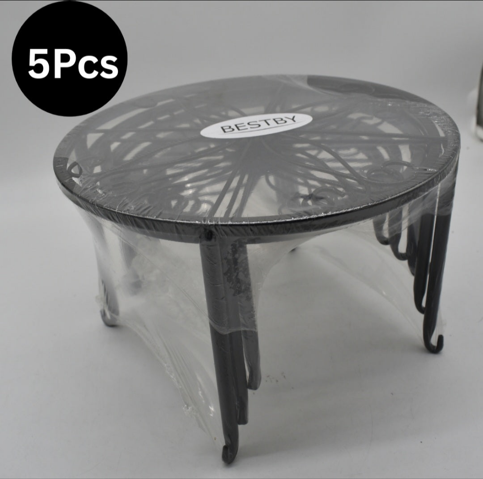 5 piece black metal bowl stands