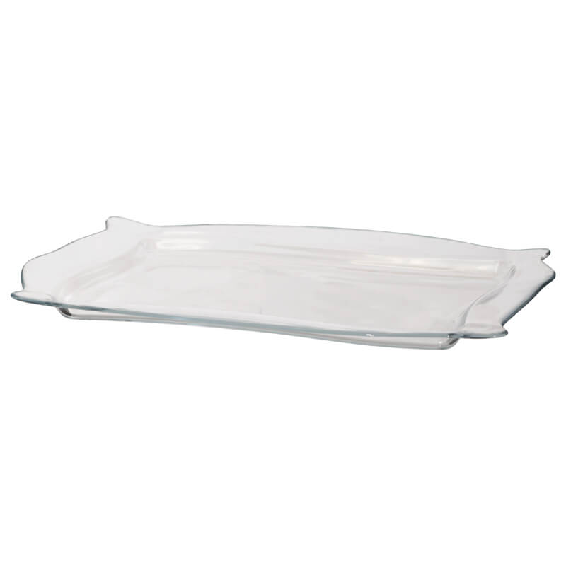 CLEAR GLASS PATISSERIE TRAY 343X220MM