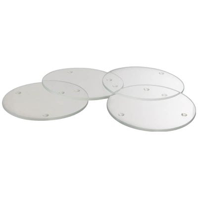 CLEAR GLASS COASTER SET/4 9CM