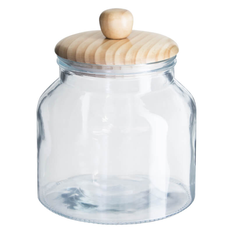 Glass Storage Jar with Bamboo Lid 2000ml X3
