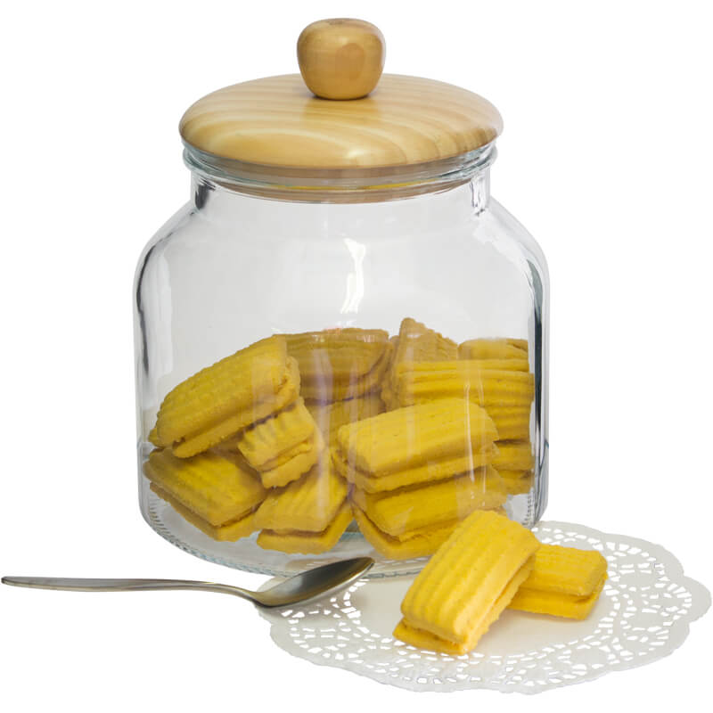 Glass Storage Jar with Bamboo Lid 2000ml X3