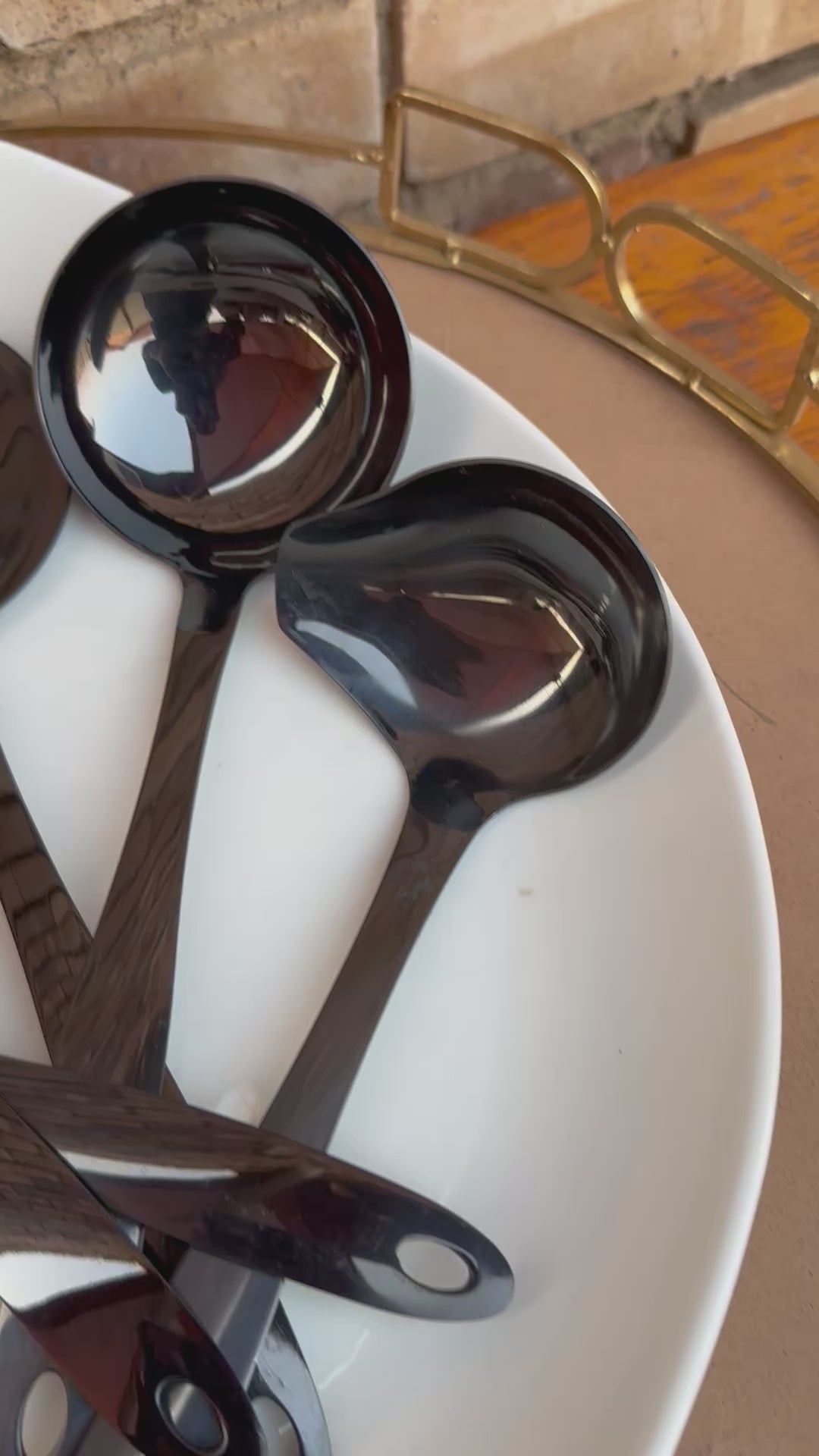 X5 black serving spoons