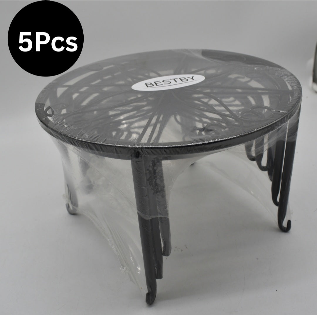 5 piece black metal bowl stands