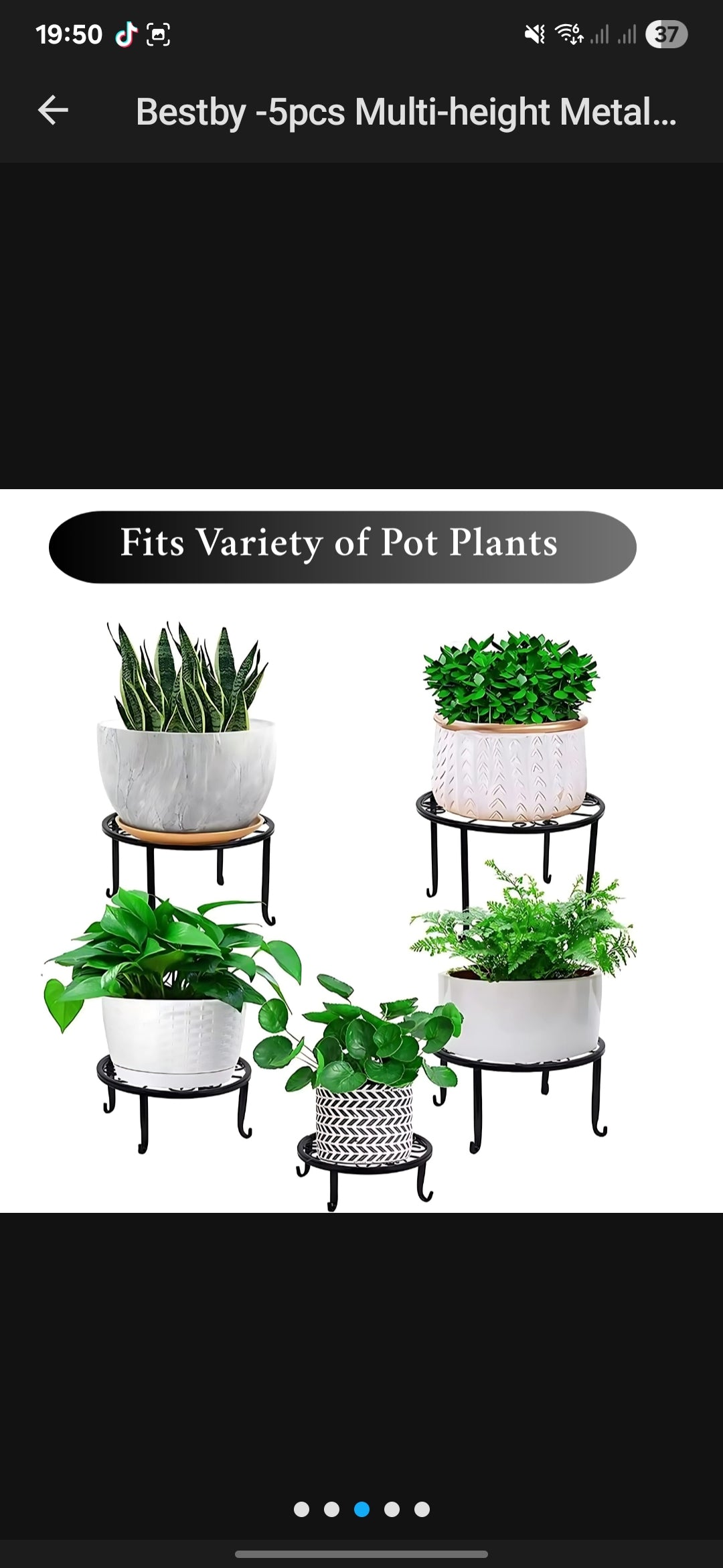 5 piece black metal bowl stands